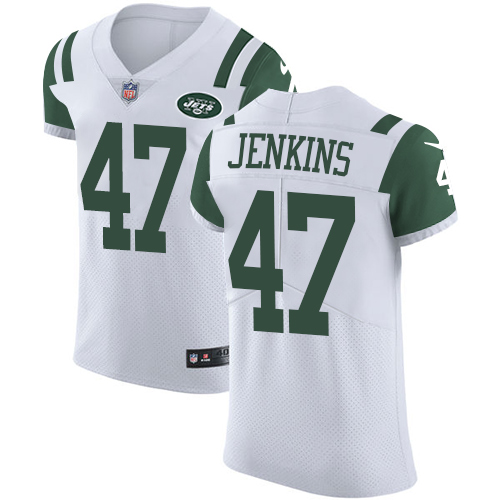 Nike Jets #47 Jordan Jenkins White Men's Stitched NFL Vapor Untouchable Elite Jersey - Click Image to Close